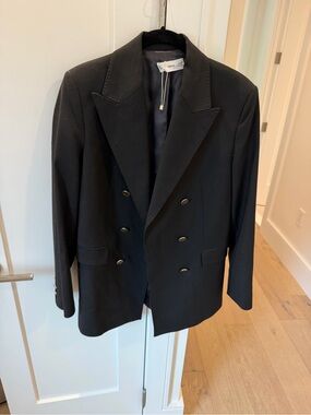 Mango Black Double Breasted Tailored Blazer Size M